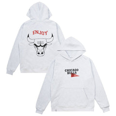 NBA - Enjoy Basketball x Chicago Bulls Unisex Hoop Enthusiast Capsule Collection Pullover Hoodie - Heather Gray