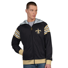 New Orleans Saints Pro Player Helmet Full-Zip Hooded Track Jacket Black/Gold - NFL