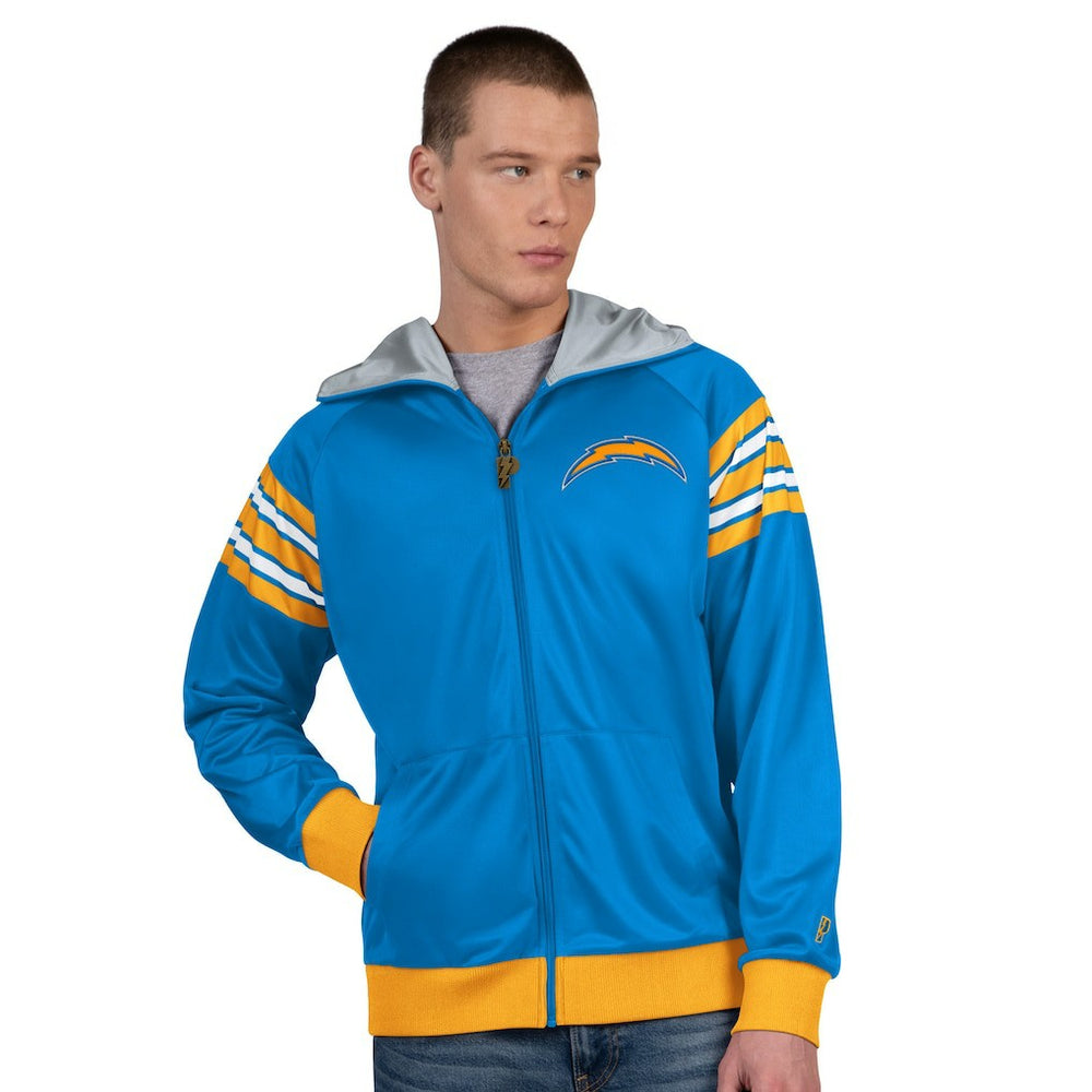 Los Angeles Chargers Pro Player Helmet Full-Zip Hooded Track Jacket Powder Blue/White - NFL