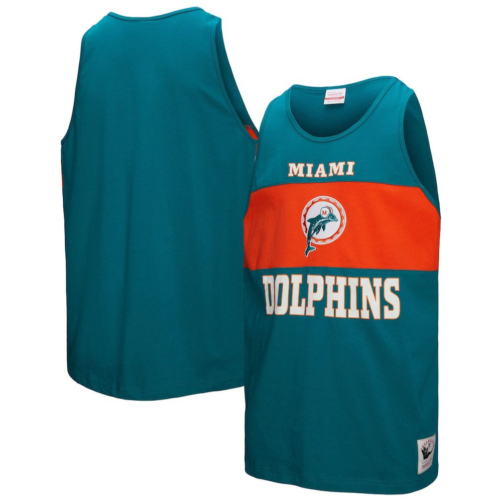 Miami Dolphins Retro Colorblock Tank Top Aqua - Mitchell & Ness