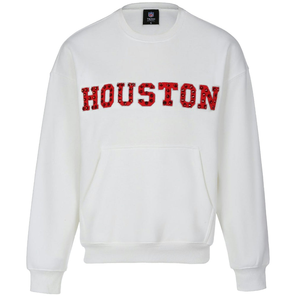 Houston Texans Cuce Women's Chenille Jeweled Sweatshirt White - NFL