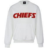 Kansas City Chiefs Cuce Women's Chenille Jeweled Sweatshirt White - NFL