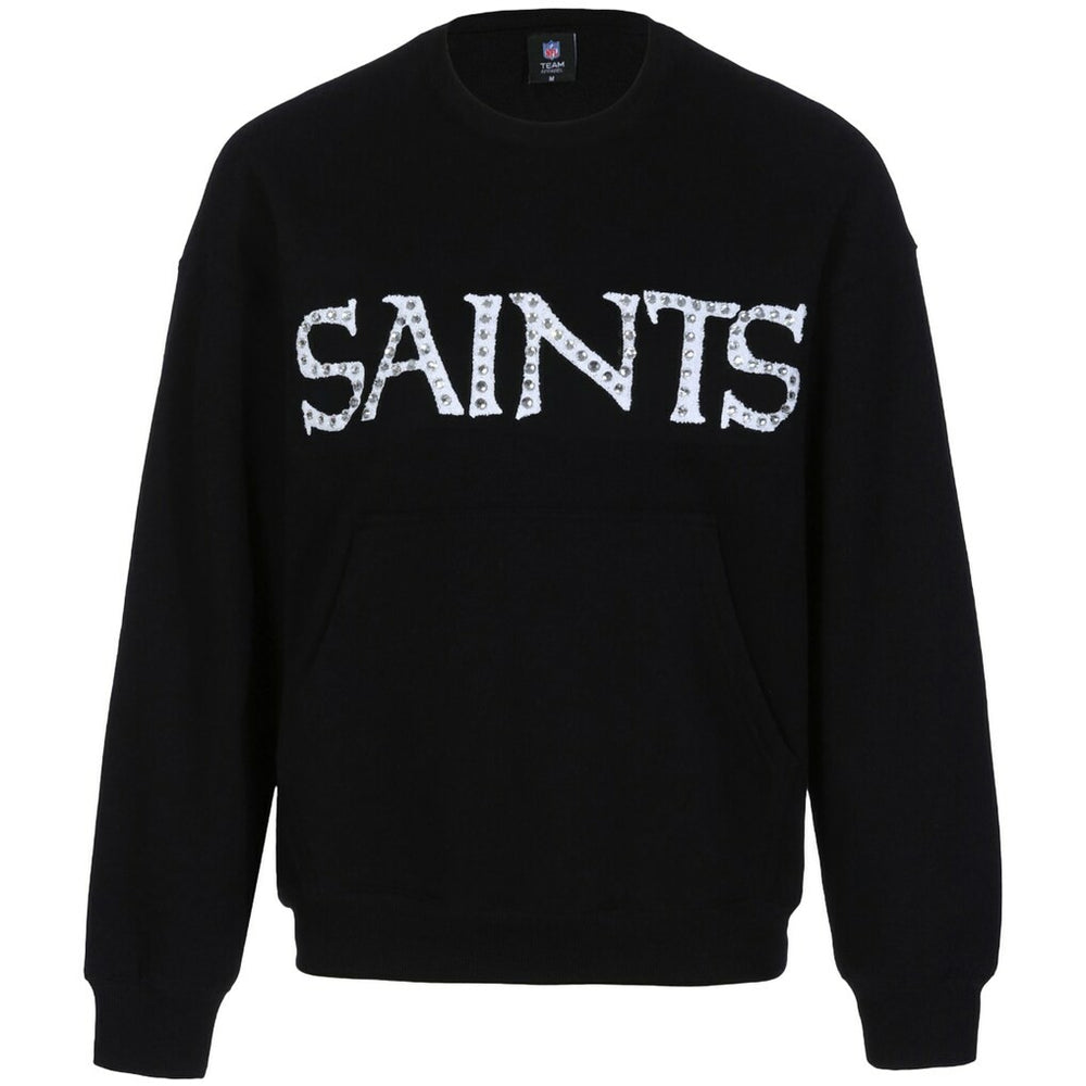 New Orleans Saints Cuce Women's Chenille Jeweled Sweatshirt Black - NFL