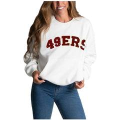 San Francisco 49ers Cuce Women's Chenille Jeweled Sweatshirt White - NFL