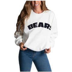 Chicago Bears Cuce Women's Chenille Jeweled Sweatshirt White - NFL