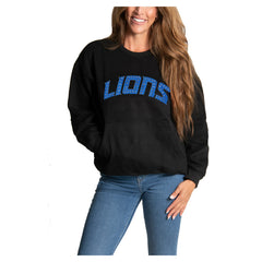 Detroit Lions Cuce Women's Chenille Jeweled Sweatshirt Black - NFL