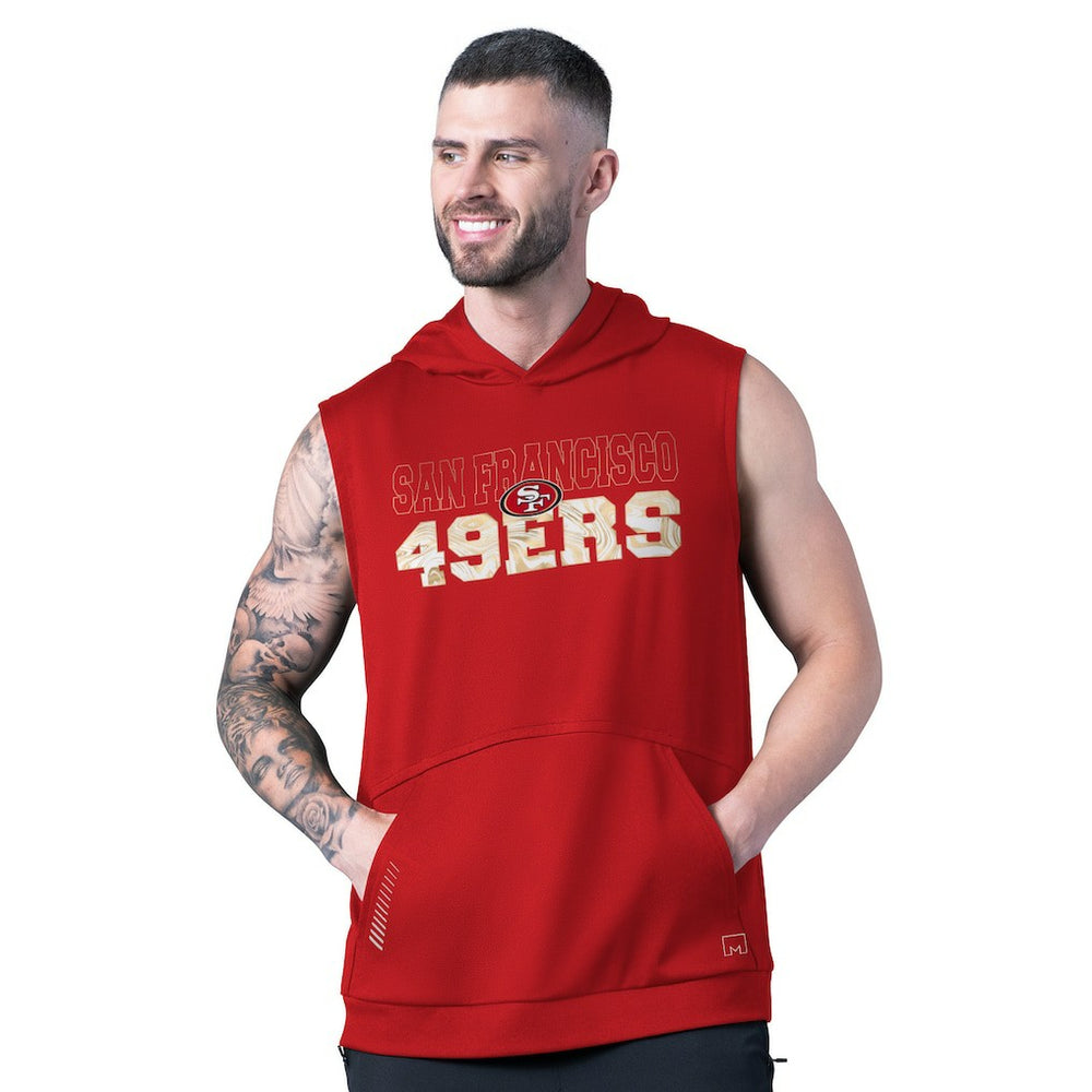 San Francisco 49ers MSX by Michael Strahan Tri-Blend Rebound Sleeveless Hoodie Scarlet - NFL