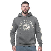 Miami Dolphins Starter Handoff Vintage Logo Fleece Hoodie Sweatshirt Charcoal - NFL