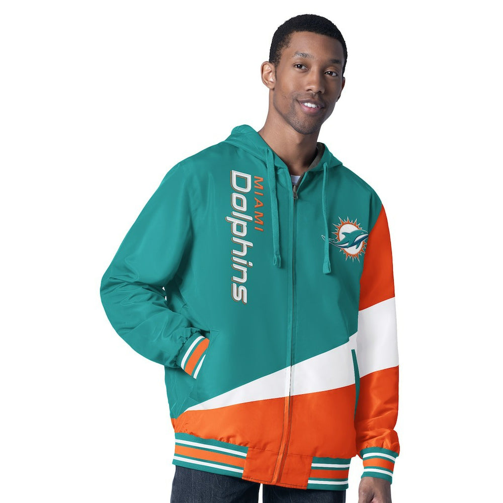 Miami Dolphins G-III Sports by Carl Banks Dual Threat Reversable Full-Zip Hooded Jacket Aqua/Charcoal - NFL