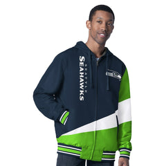 Seattle Seahawks G-III Sports by Carl Banks Dual Threat Reversable Full-Zip Hooded Jacket College Navy/Charcoal - NFL