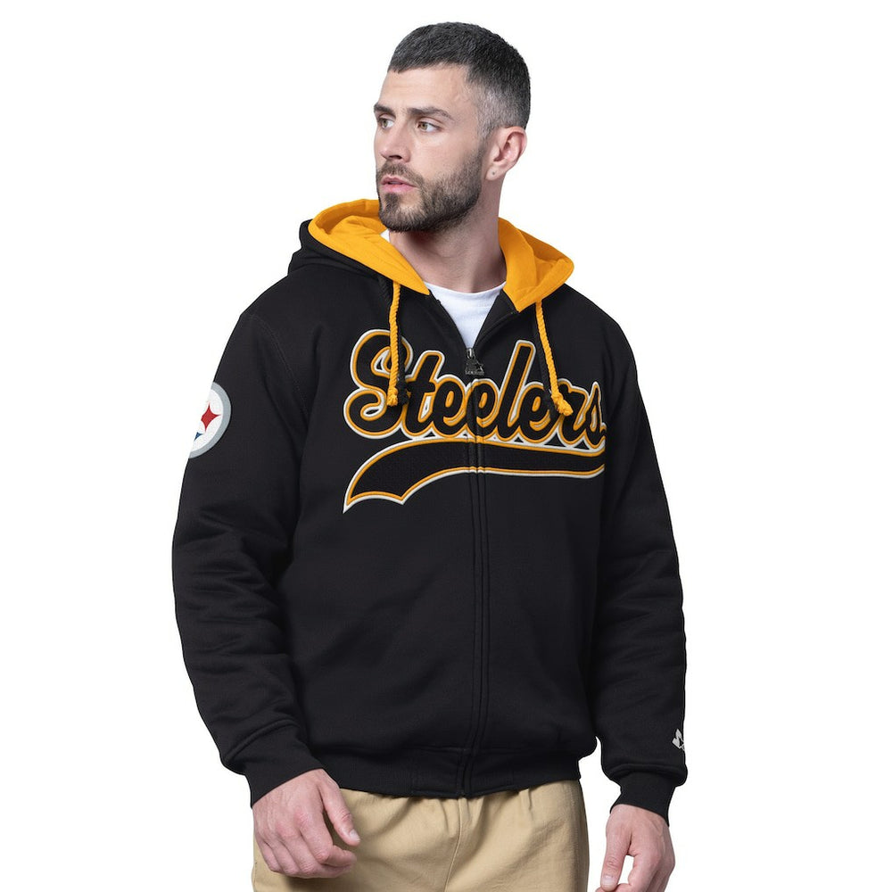 Pittsburgh Steelers Starter Big Shot Full-Zip Double Hoodie Black - NFL