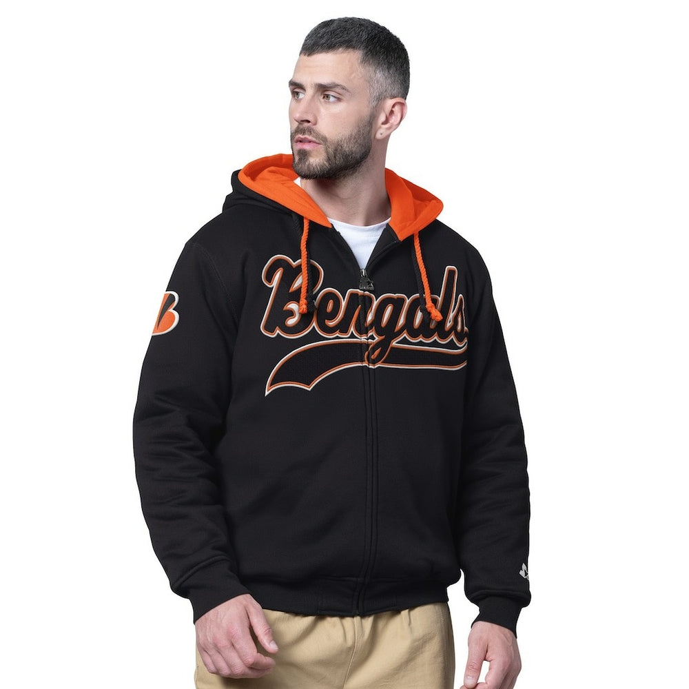 Cincinnati Bengals Starter Big Shot Full-Zip Double Hoodie Black - NFL