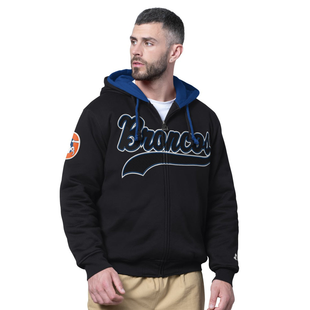 Denver Broncos Starter Big Shot Throwback Full-Zip Double Hoodie Black - NFL