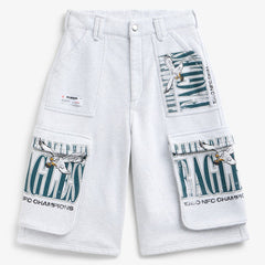 Philadelphia Eagles Off Season x NFL Women's Fleece Cargo Shorts Heather Gray - NFL