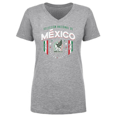 Mexico National Team 500 Level Women's V-Neck T-Shirts - Heather Gray