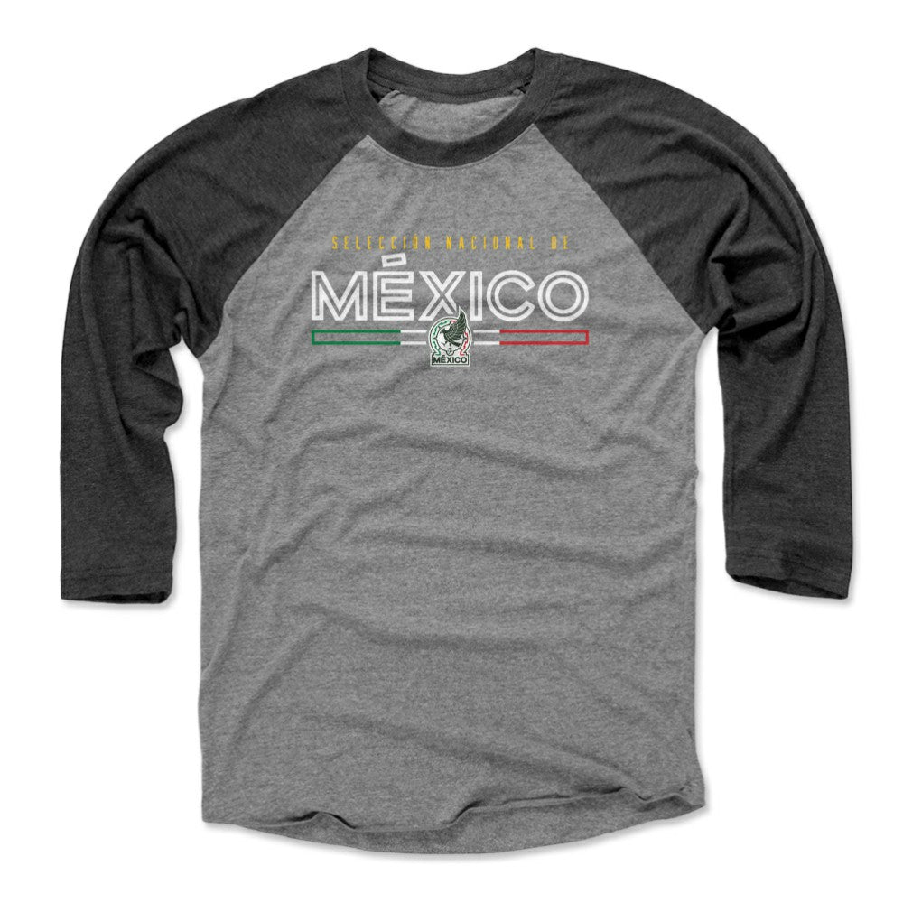 Mexico National Team 500 Level Inline 3/4-Sleeve Tri-Blend Baseball T-Shirts - Black/Heather Gray