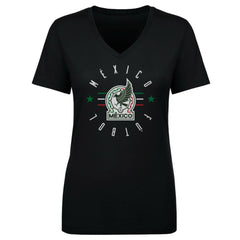 Mexico National Team 500 Level Women's Futbol V-Neck T-Shirts - Black