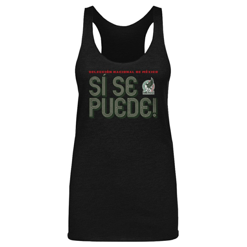 Mexico National Team 500 Level Women's Si Se Puede Inline Bold Tri-Blend Racerback Tank Top - Black