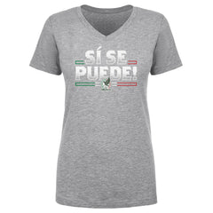 Mexico National Team 500 Level Women's Si Se Puede V-Neck T-Shirts - Heather Gray