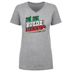 Mexico National Team 500 Level Women's Si Se Puede V-Neck T-Shirts - Heather Gray