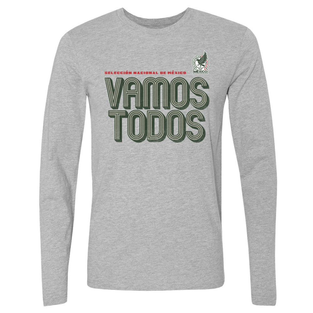 Mexico National Team 500 Level Vamos Todos Inline Bold Long Sleeve T-Shirts - Heather Gray