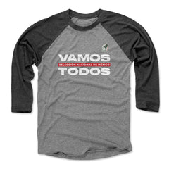 Mexico National Team 500 Level Vamos Todos 3/4-Sleeve Tri-Blend Baseball T-Shirts - Black/Heather Gray