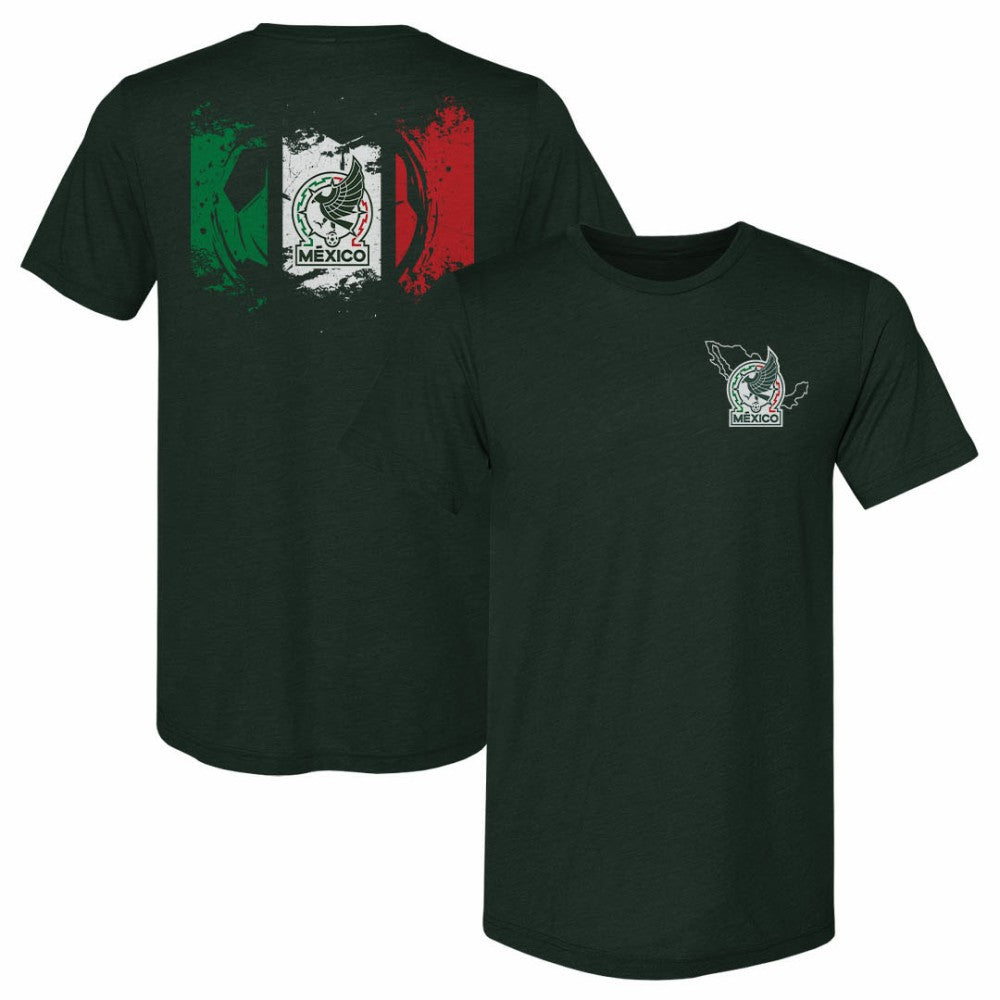 Mexico National Team 500 Level Grunge Flag Premium Tri-Blend T-Shirts - Dark Green