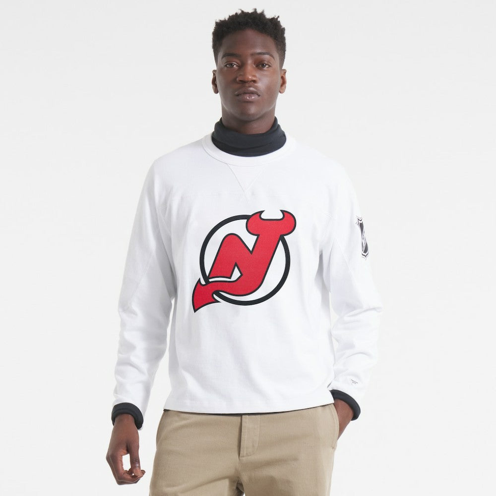 New Jersey Devils - Todd Snyder Heavyweight Long Sleeve Jersey Style T-Shirt White