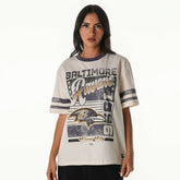 Baltimore Ravens The Wild Collective Women's Vintage Drop Shoulder Oversized Boyfriend T-Shirt Cream - NFL