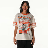 Cleveland Browns The Wild Collective Women's Vintage Drop Shoulder Oversized Boyfriend T-Shirt Cream - NFL