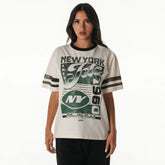 New York Jets The Wild Collective Women's Vintage Drop Shoulder Oversized Boyfriend T-Shirt Cream - NFL