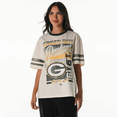 Green Bay Packers The Wild Collective Women's Vintage Drop Shoulder Oversized Boyfriend T-Shirt Cream - NFL