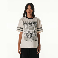 Las Vegas Raiders The Wild Collective Women's Vintage Drop Shoulder Oversized Boyfriend T-Shirt Cream - NFL