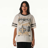New Orleans Saints The Wild Collective Women's Vintage Drop Shoulder Oversized Boyfriend T-Shirt Cream - NFL