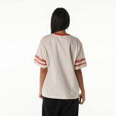 Tampa Bay Buccaneers The Wild Collective Women's Vintage Drop Shoulder Oversized Boyfriend T-Shirt Cream - NFL