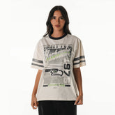 Seattle Seahawks The Wild Collective Women's Vintage Drop Shoulder Oversized Boyfriend T-Shirt Cream - NFL