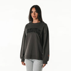 Washington Commanders The Wild Collective Women's Rock Crystal Oversized Crewneck Sweatshirt Charcoal - NFL
