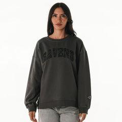 Baltimore Ravens The Wild Collective Women's Rock Crystal Oversized Crewneck Sweatshirt Charcoal - NFL
