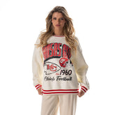 Kansas City Chiefs The Wild Collective Women's Oversized Vintage French Terry Sweatshirt Cream - NFL