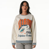 Miami Dolphins The Wild Collective Women's Oversized Vintage French Terry Sweatshirt Cream - NFL