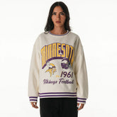 Minnesota Vikings The Wild Collective Women's Oversized Vintage French Terry Sweatshirt Cream - NFL