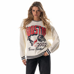 Houston Texans The Wild Collective Women's Oversized Vintage French Terry Sweatshirt Cream - NFL
