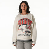 New England Patriots The Wild Collective Women's Oversized Vintage French Terry Sweatshirt Cream - NFL