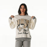 New Orleans Saints The Wild Collective Women's Oversized Vintage French Terry Sweatshirt Cream - NFL