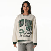 New York Jets The Wild Collective Women's Oversized Vintage French Terry Sweatshirt Cream - NFL