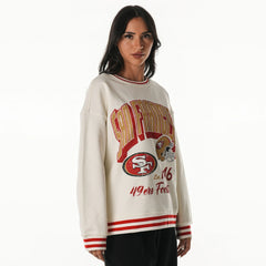 San Francisco 49ers The Wild Collective Women's Oversized Vintage French Terry Sweatshirt Cream - NFL