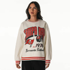 Tampa Bay Buccaneers The Wild Collective Women's Oversized Vintage French Terry Sweatshirt Cream - NFL