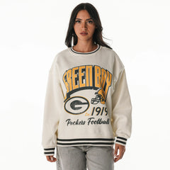 Green Bay Packers The Wild Collective Women's Oversized Vintage French Terry Sweatshirt Cream - NFL