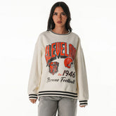 Cleveland Browns The Wild Collective Women's Oversized Vintage French Terry Sweatshirt Cream - NFL