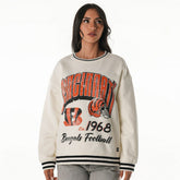 Cincinnati Bengals The Wild Collective Women's Oversized Vintage French Terry Sweatshirt Cream - NFL